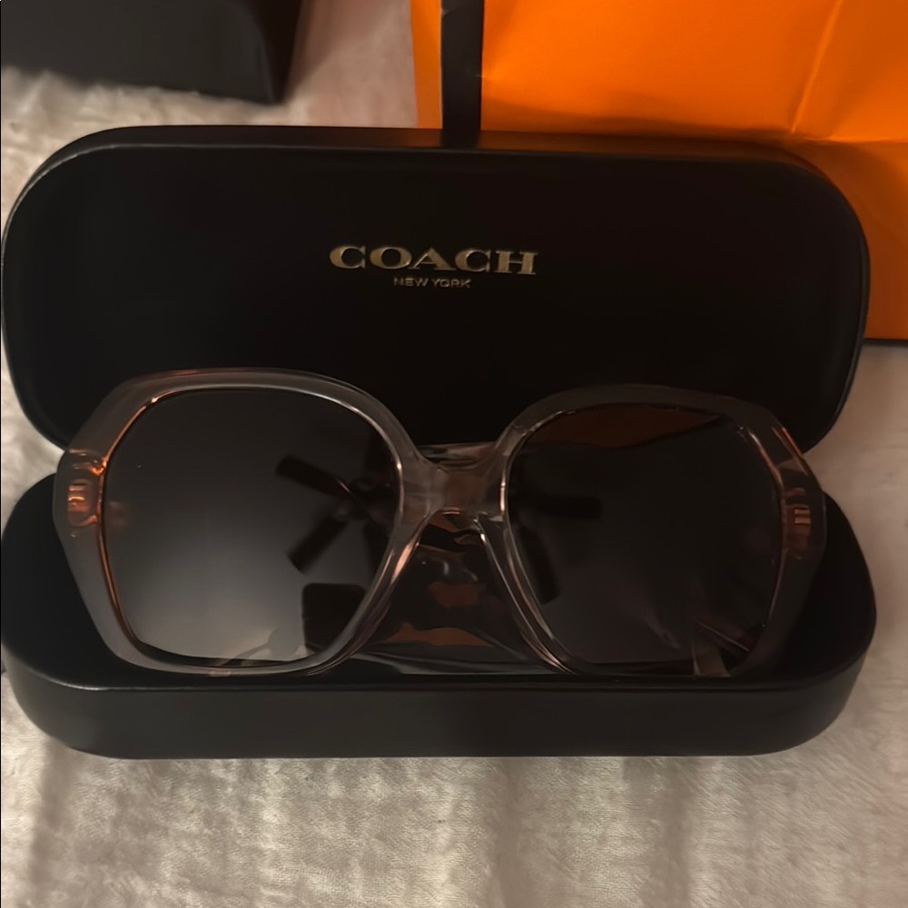 Coach Women's Black and Brown Sunglasses